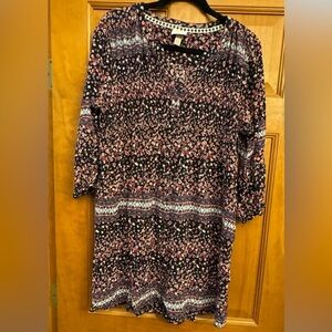 Knox Rose Button Front Peasant Floral Dress, XXL